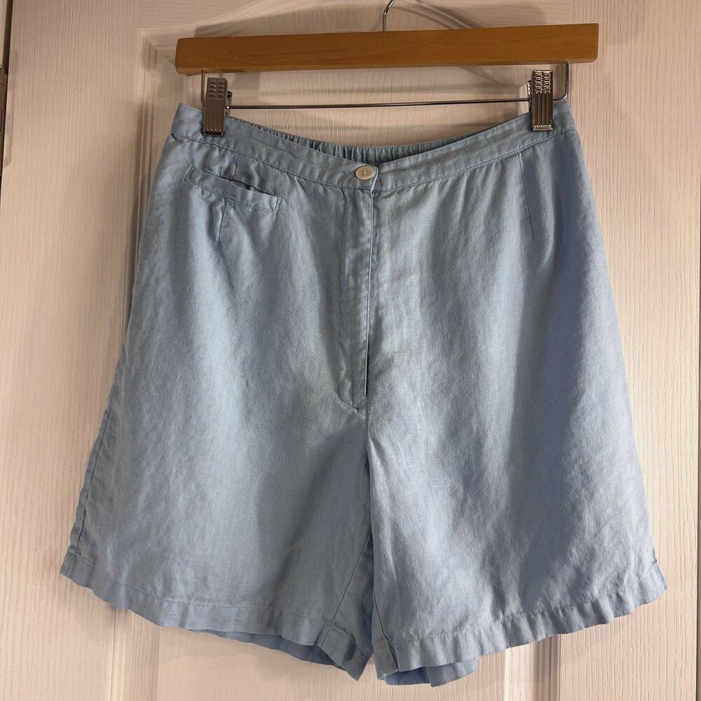 Telluride Clothing Co. Women's 100% Linen Shorts Light Blue Size 4